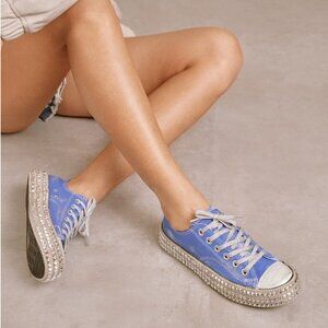 NIB MIRACLE MILES, MiiM BILLIE STUDDED LOW TOP SNEAKER, BLUE, VARIOUS SIZES